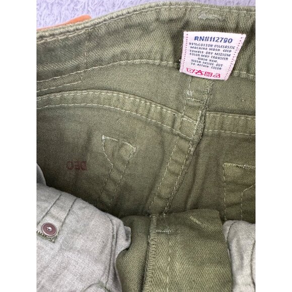 True Religion Womens Green Denim Mini Skirt Size 26 Rare Sample Design NWT - Picture 7 of 12